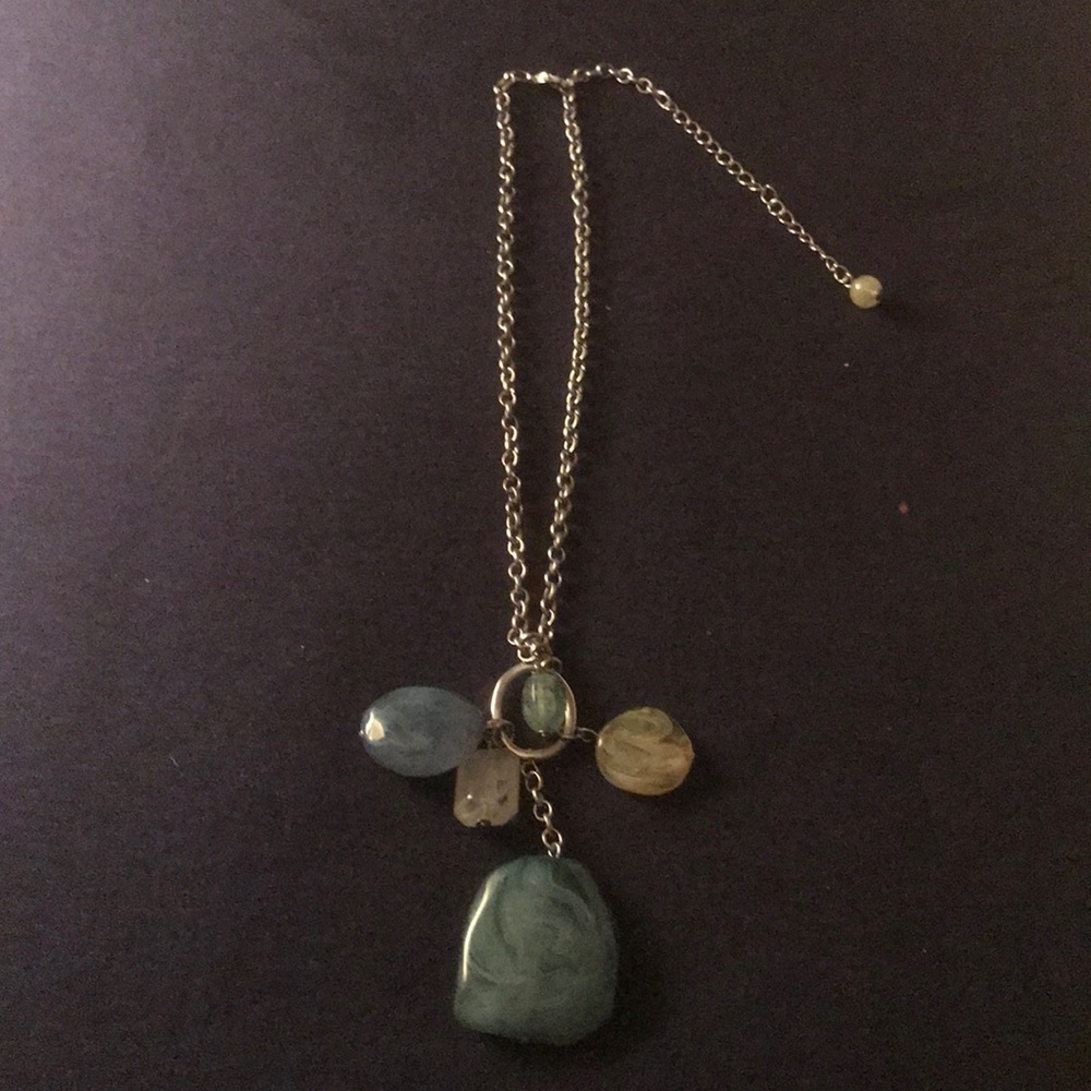 Silver/ green stone necklace